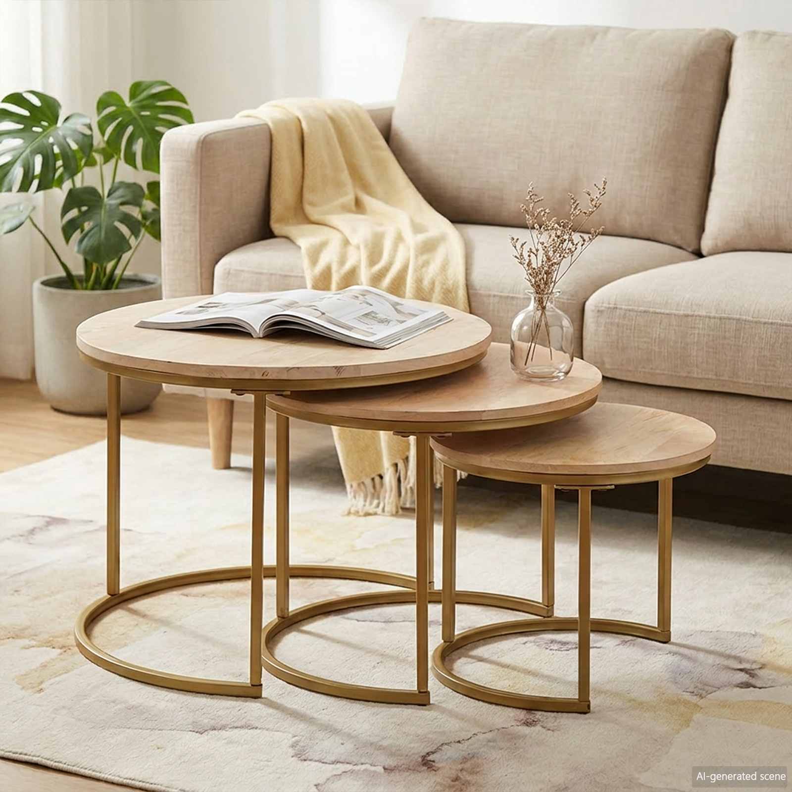 Nesting-Couchtische 3 Stk. Braun 54 x 54 x 40 cm