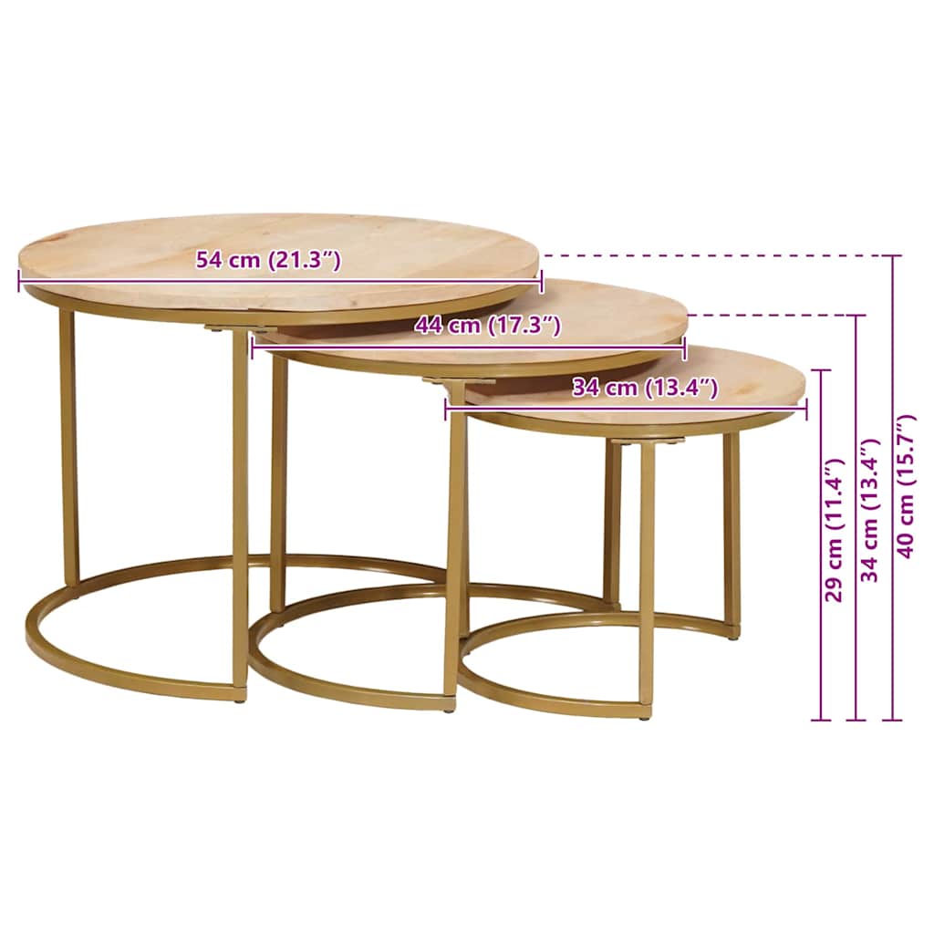 Nesting-Couchtische 3 Stk. Braun 54 x 54 x 40 cm