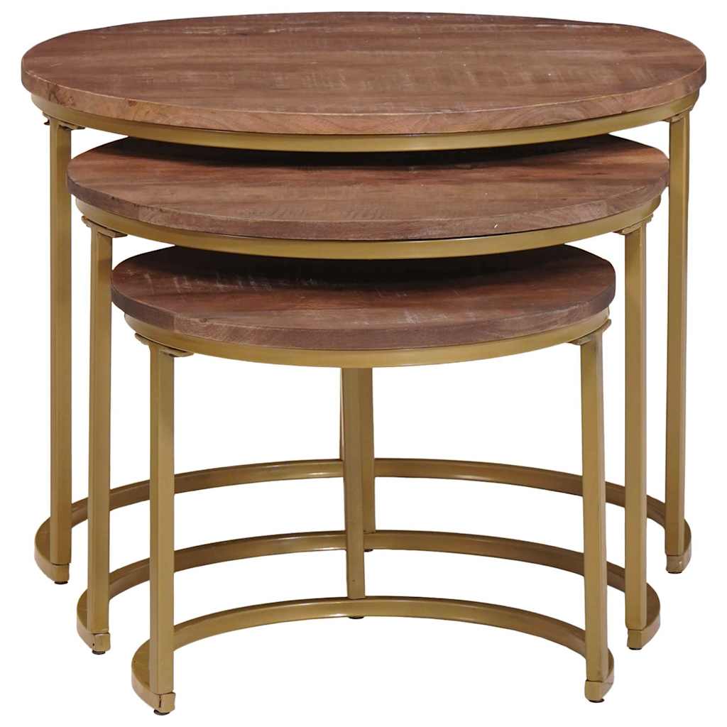 Nesting-Couchtische 3 pcs Solid Mango Wood and Steel