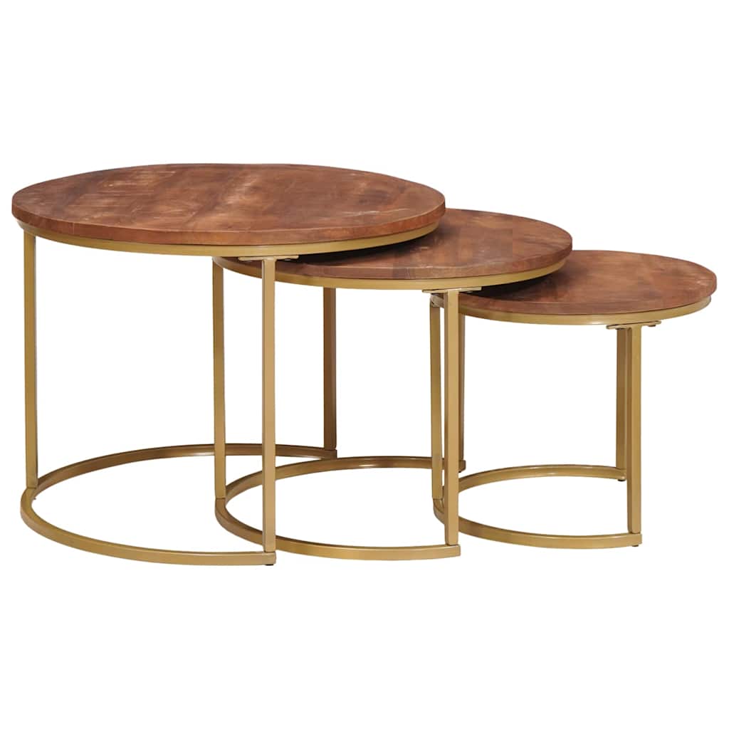Nesting-Couchtische 3 pcs Honigbraun Solid Mango Wood and Steel