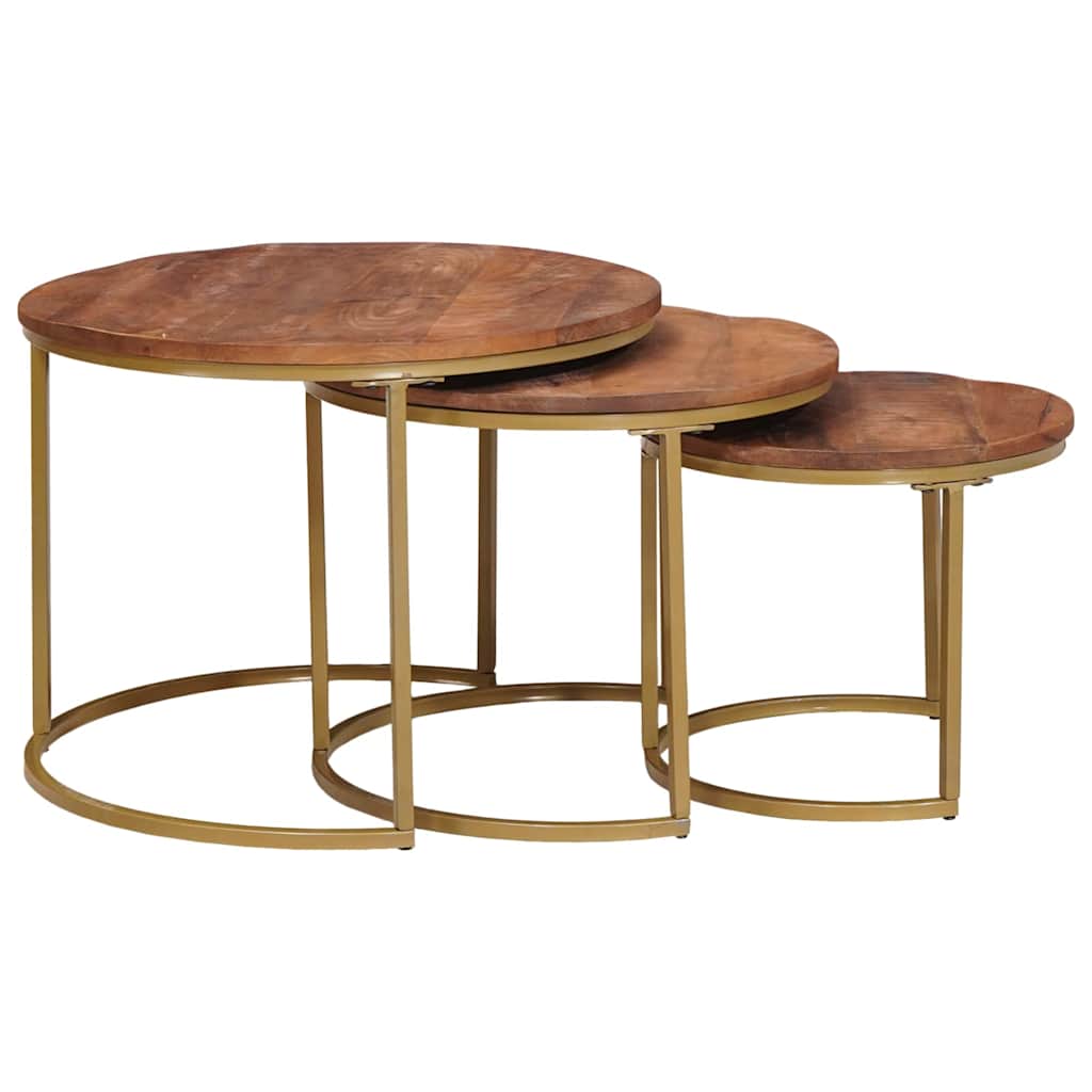 Nesting-Couchtische 3 pcs Honigbraun Solid Mango Wood and Steel