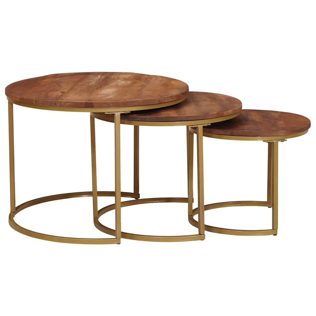 Nesting-Couchtische 3 pcs Honigbraun Solid Mango Wood and Steel