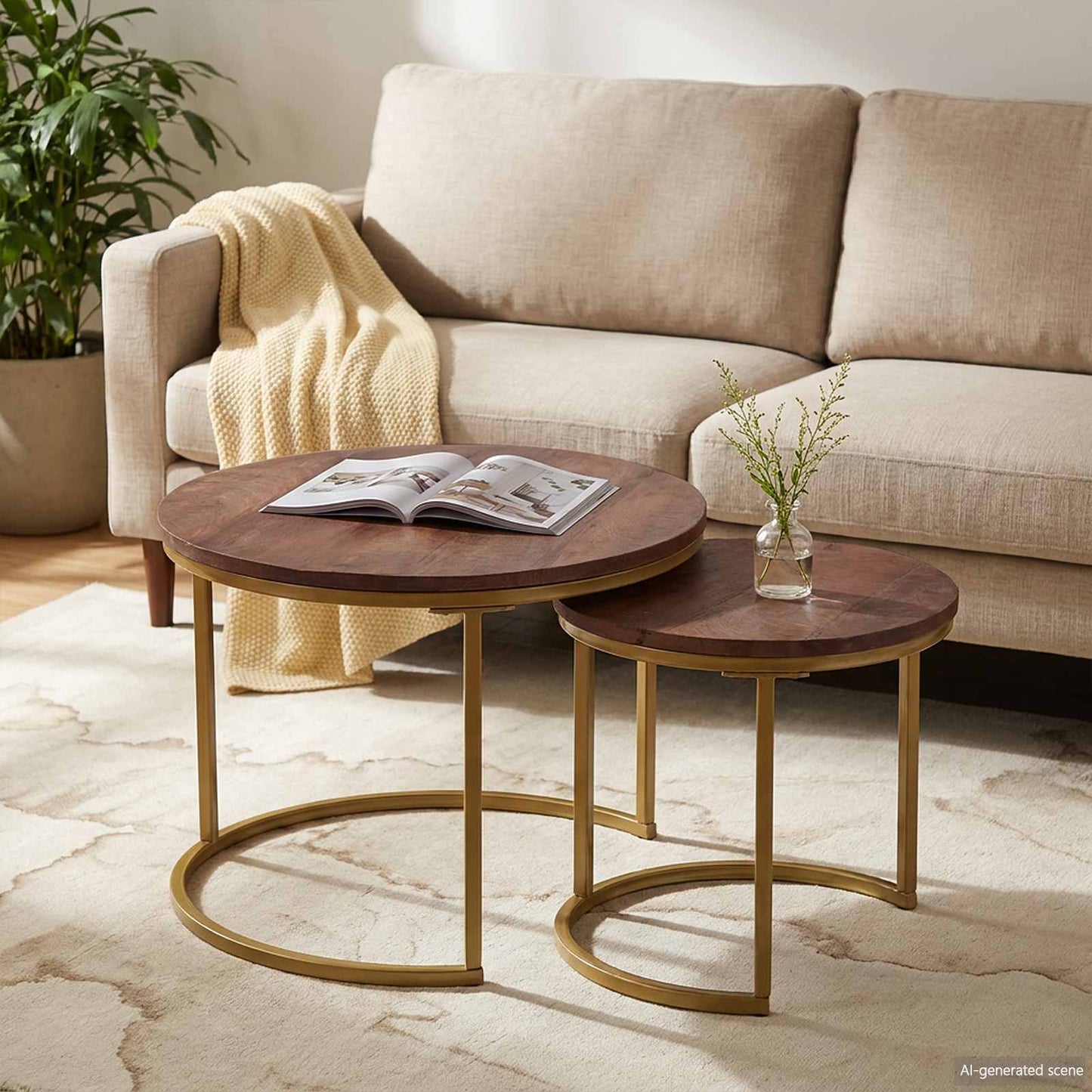 Nesting-Couchtische 2 stk. Dunkelbraun 50 x 50 x 40 cm