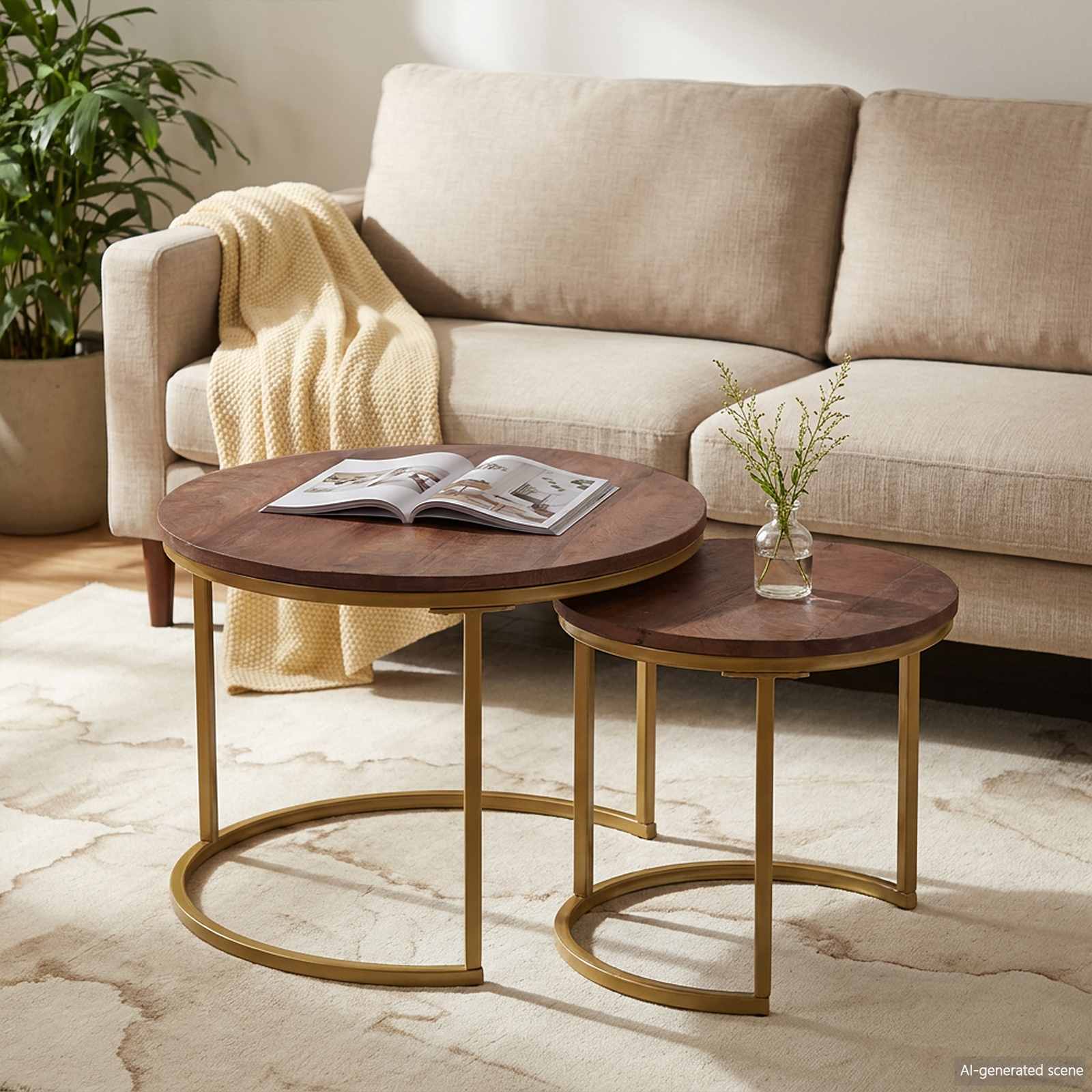 Nesting-Couchtische 2 stk. Dunkelbraun 50 x 50 x 40 cm