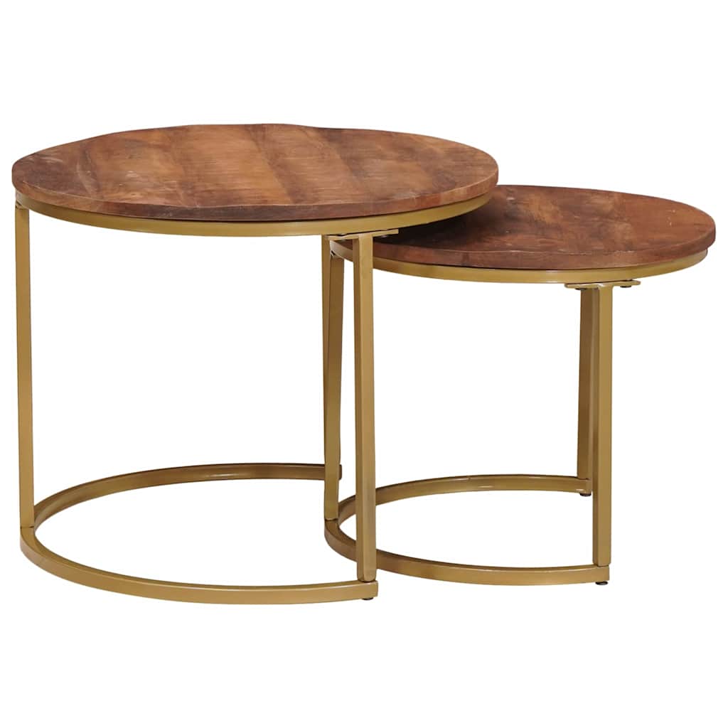 Nesting-Couchtische 2 pcs Honigbraun Solid Mango Wood and Steel