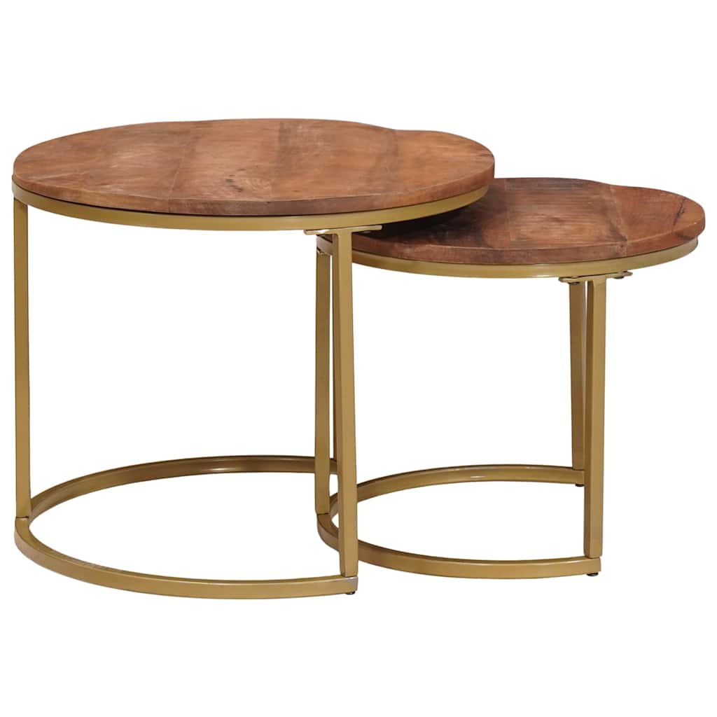 Nesting-Couchtische 2 pcs Honigbraun Solid Mango Wood and Steel