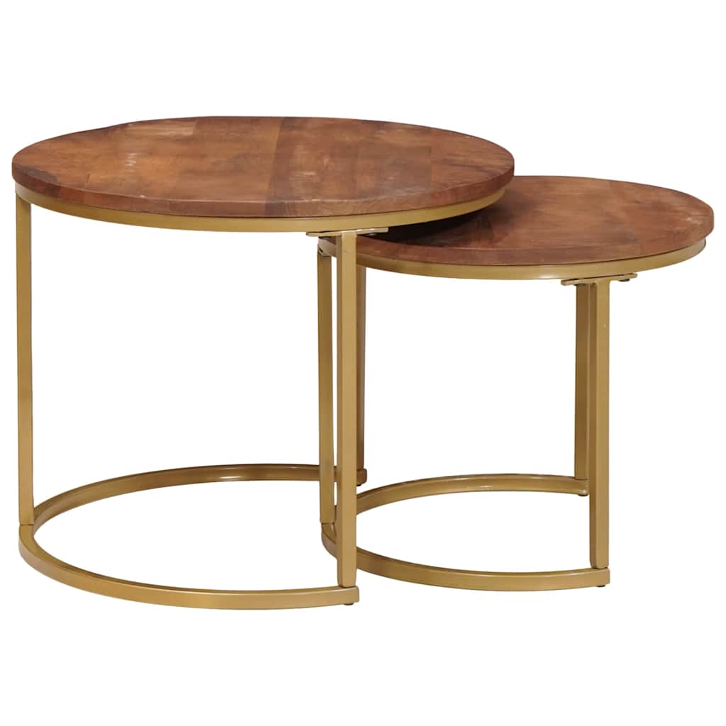 Nesting-Couchtische 2 pcs Honigbraun Solid Mango Wood and Steel