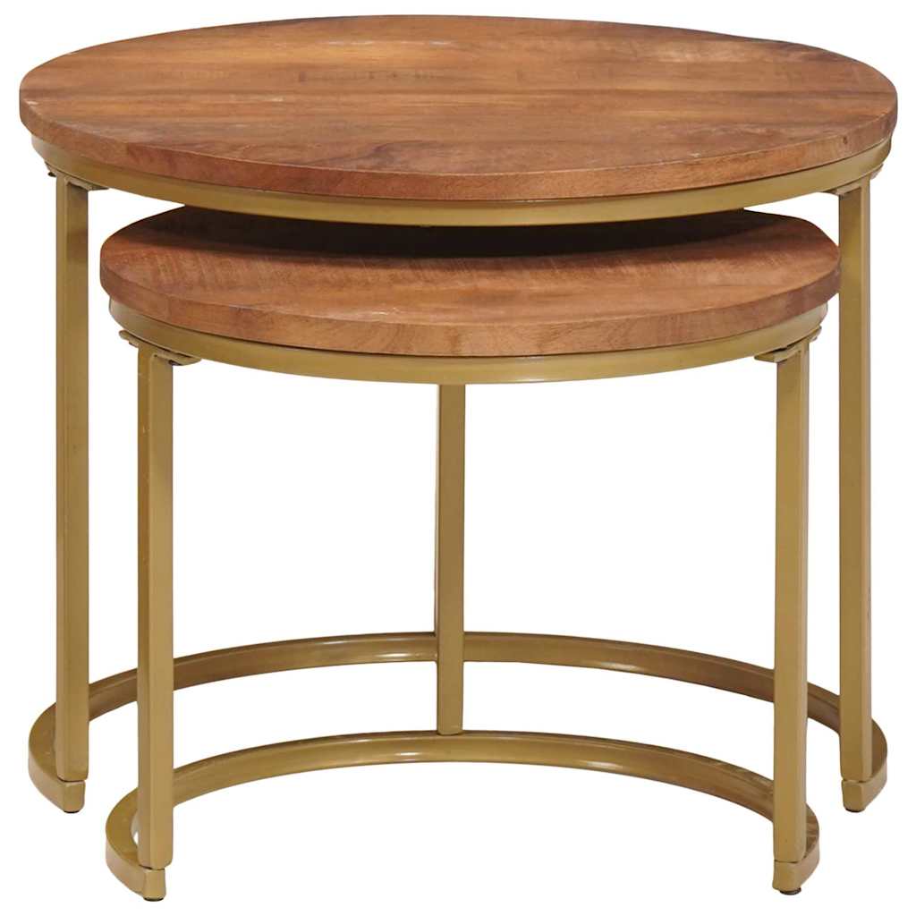 Nesting-Couchtische 2 pcs Honigbraun Solid Mango Wood and Steel
