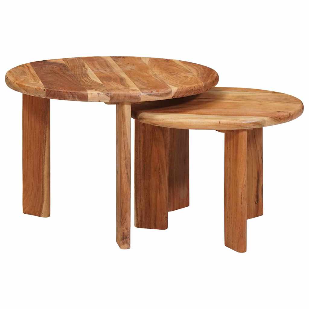 Nesting-Couchtische 2 pcs Braun Massivholz Akazie