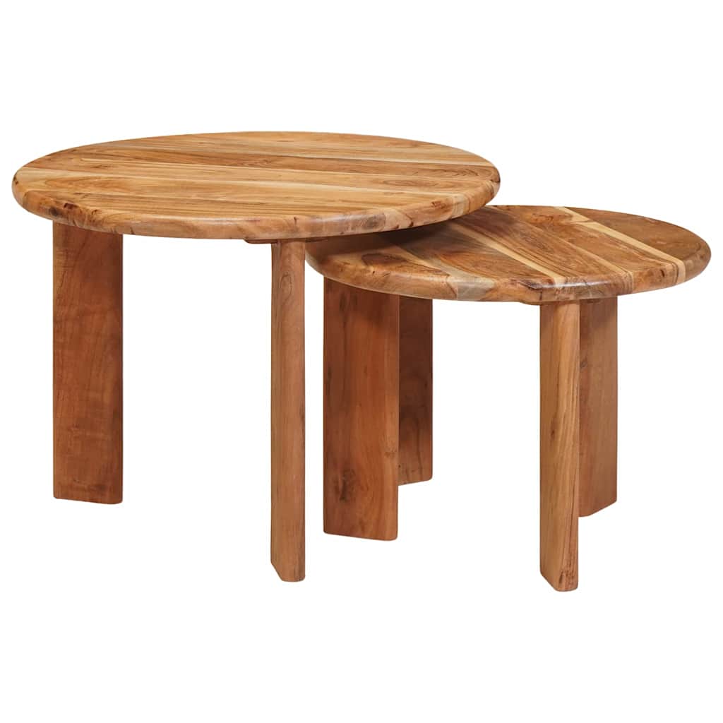 Nesting-Couchtische 2 pcs Braun Massivholz Akazie
