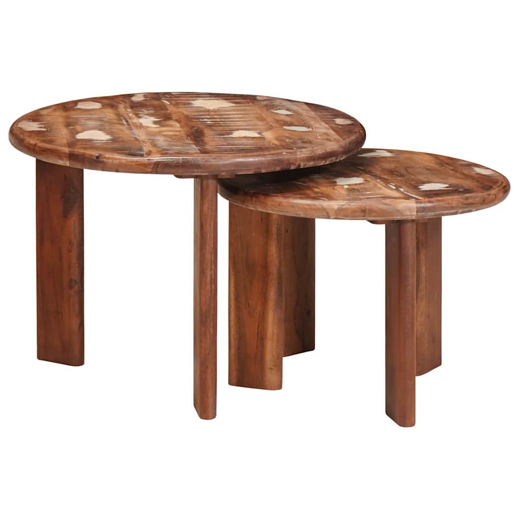 Nesting-Couchtische 2 pcs Mehrfarbig Massives Altholz