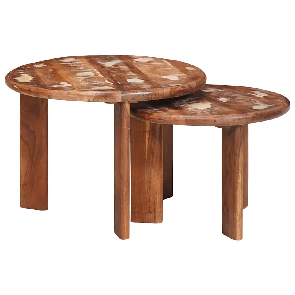 Nesting-Couchtische 2 pcs Mehrfarbig Massives Altholz
