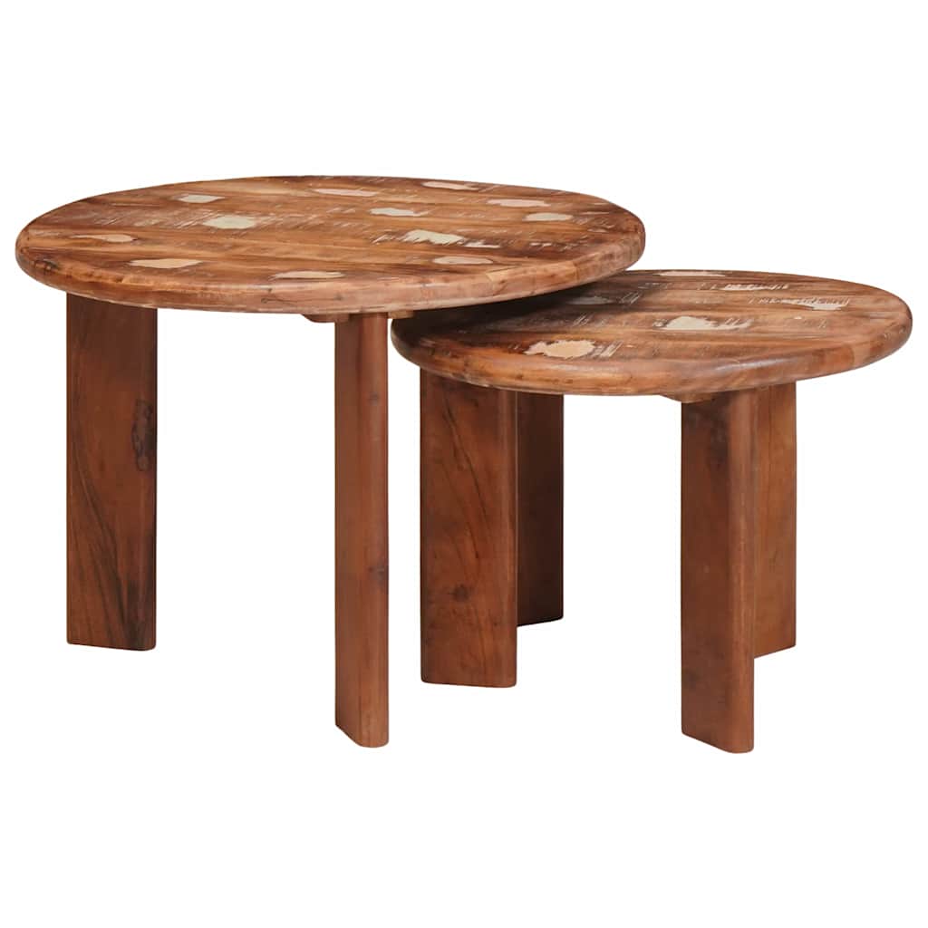 Nesting-Couchtische 2 pcs Mehrfarbig Massives Altholz