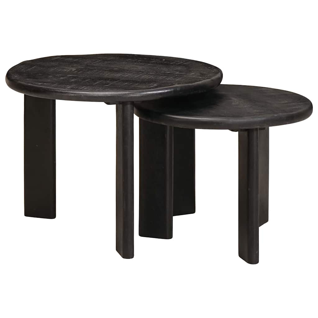 Nesting-Couchtische 2 pcs Weiß Massivholz Mango
