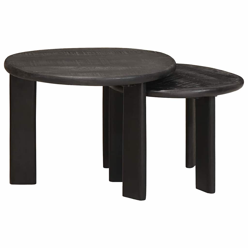 Nesting-Couchtische 2 pcs Weiß Massivholz Mango