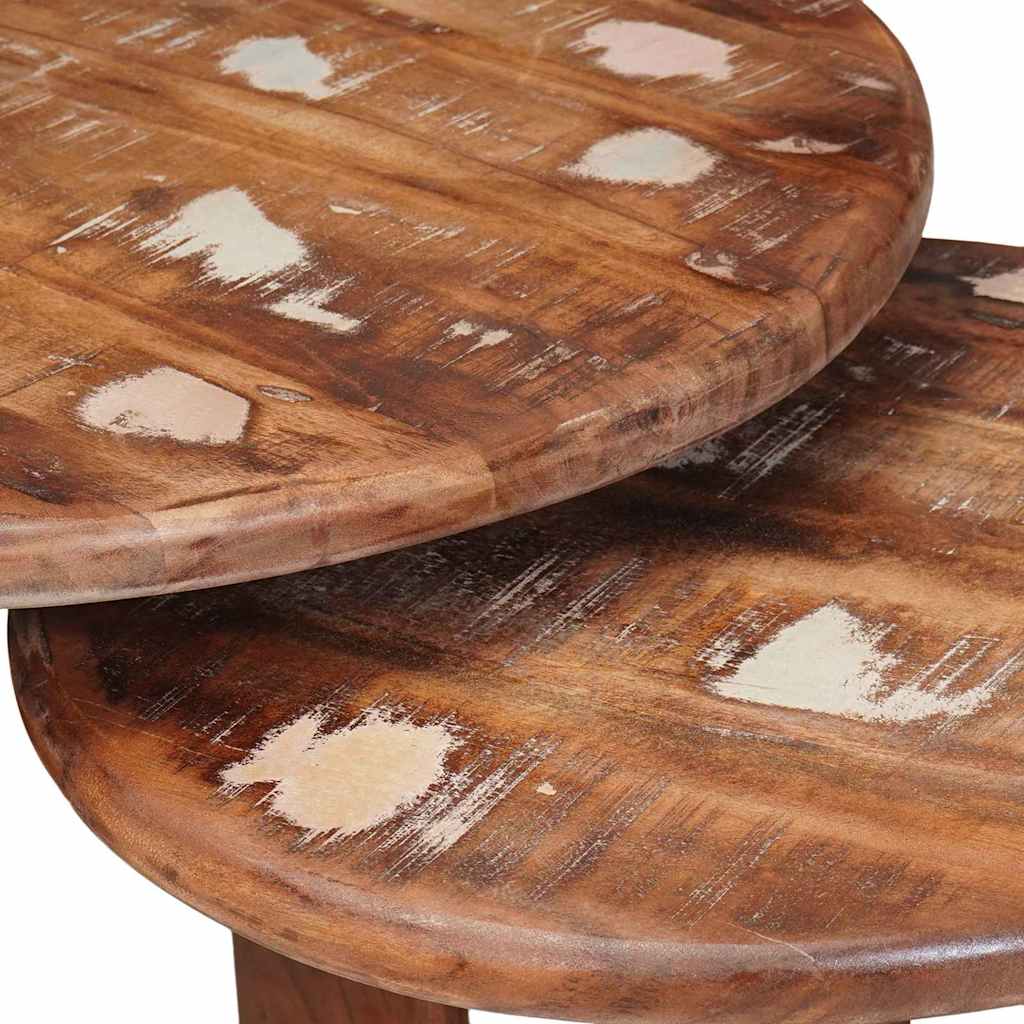 Nesting-Couchtische 3 pcs Mehrfarbig Massives Altholz