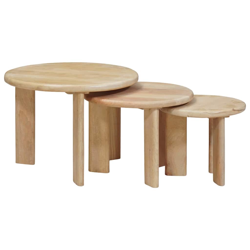 Nesting-Couchtische 3 pcs Schwarz Massivholz Mango