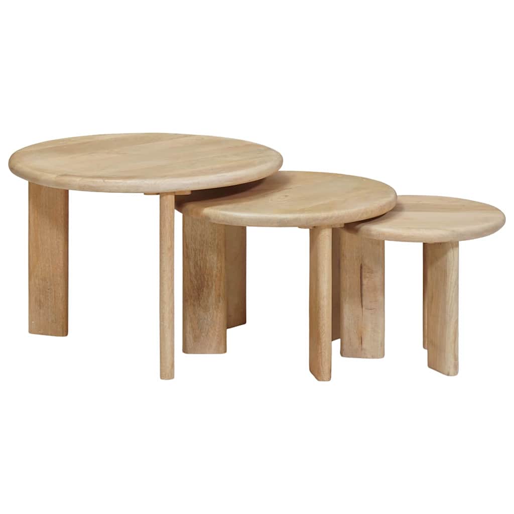 Nesting-Couchtische 3 pcs Schwarz Massivholz Mango