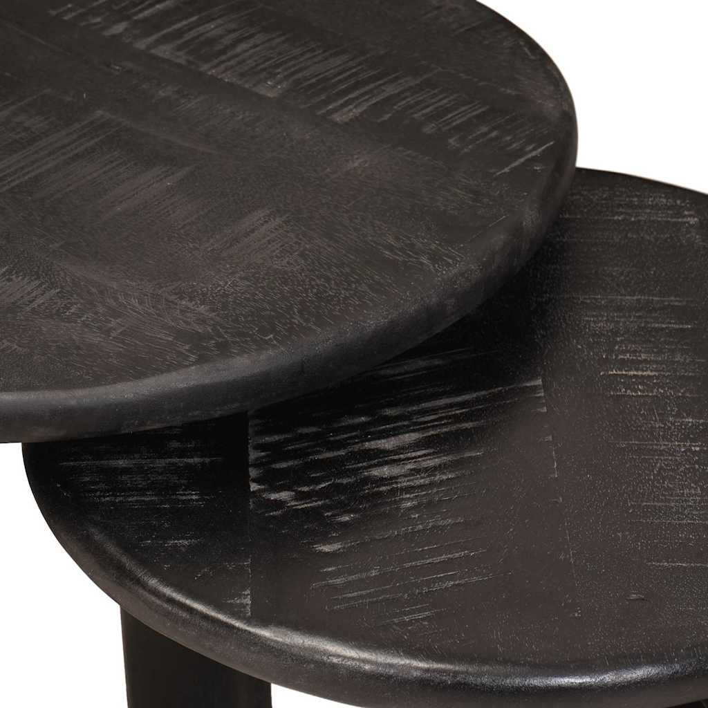 Nesting-Couchtische 3 pcs Weiß Massivholz Mango