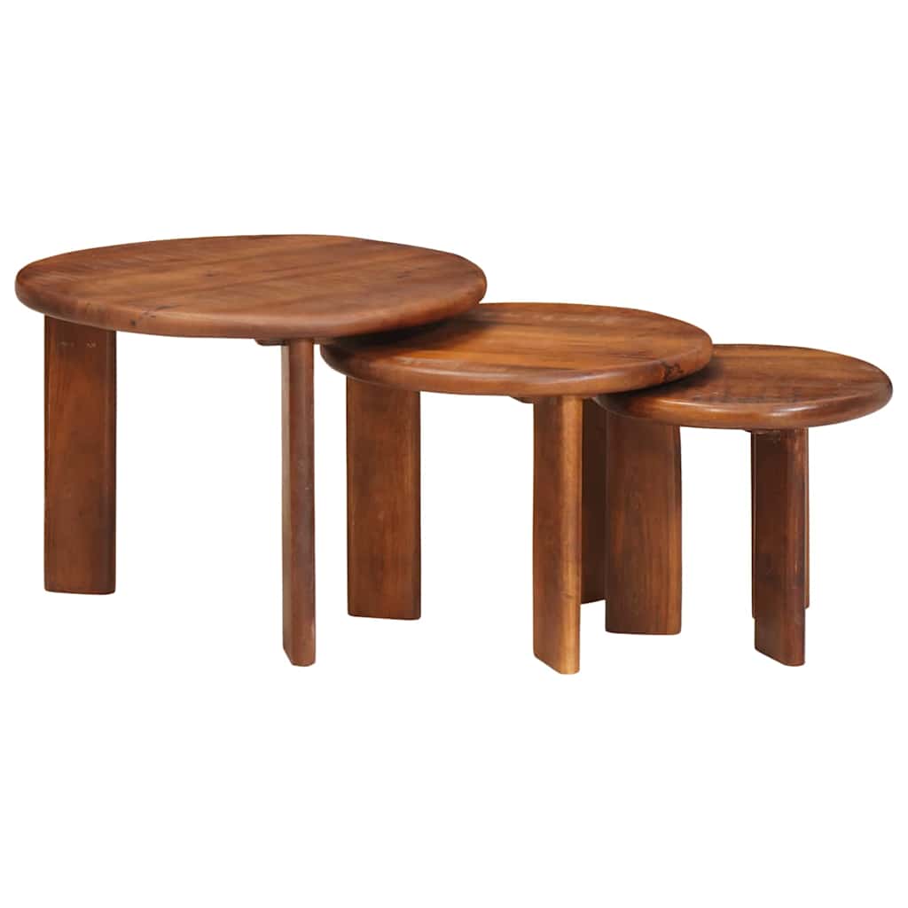 Nesting-Couchtische 3 pcs Honigbraun Massivholz Mango