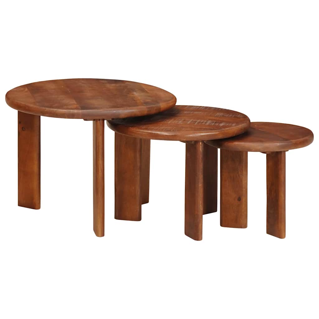 Nesting-Couchtische 3 pcs Honigbraun Massivholz Mango