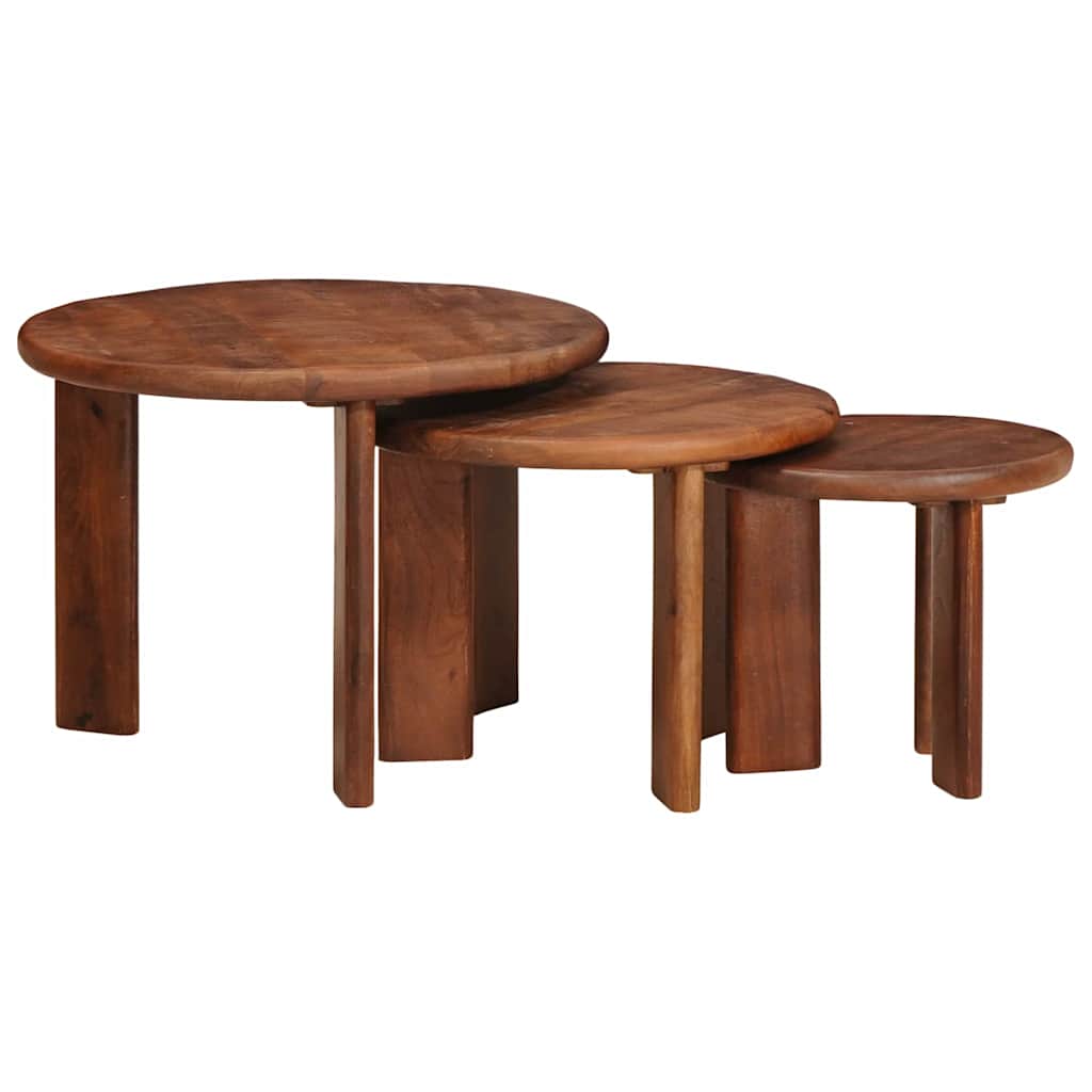 Nesting-Couchtische 3 pcs Honigbraun Massivholz Mango