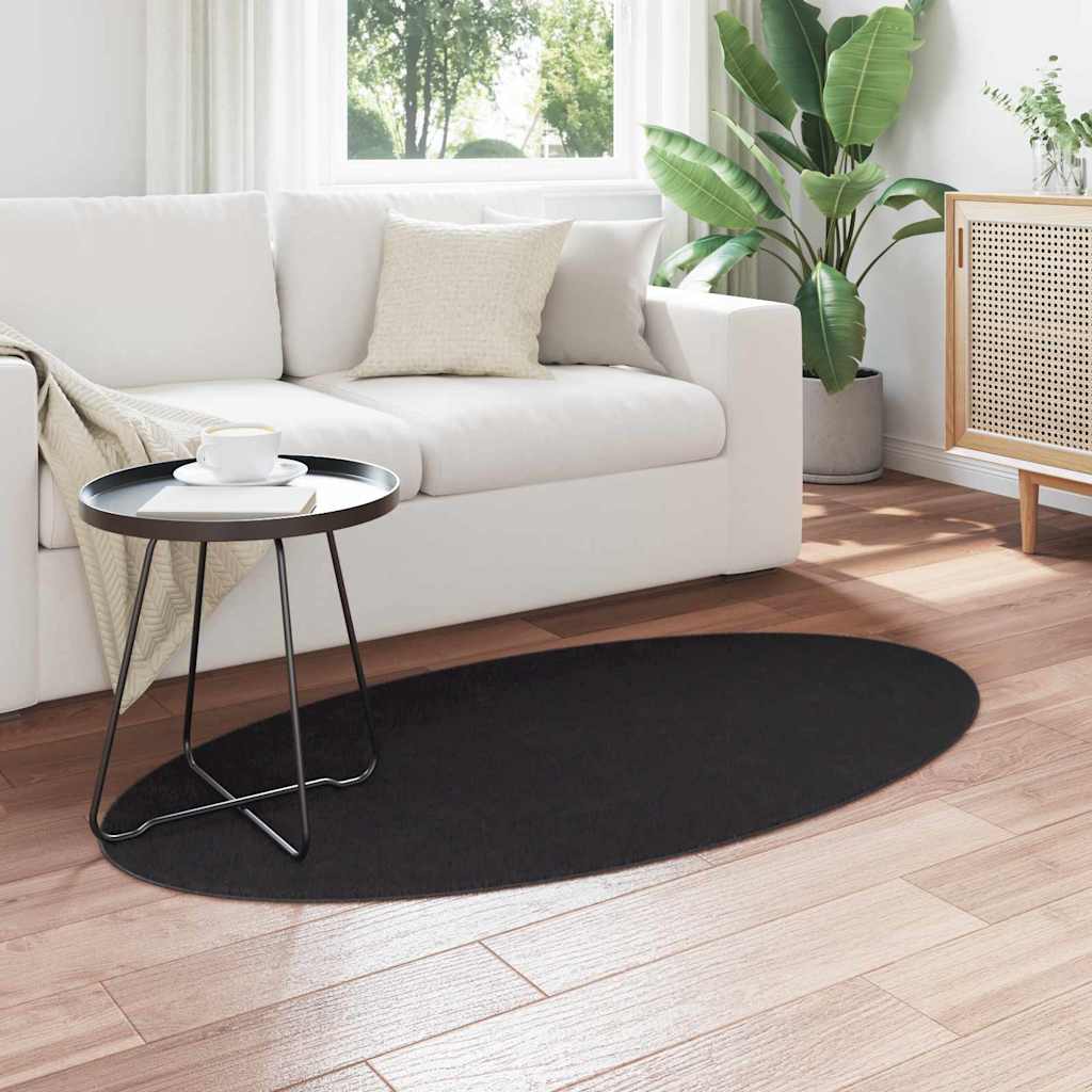 Teppich HUARTE Schwarz 80 x 150 cm 100 % Polyester