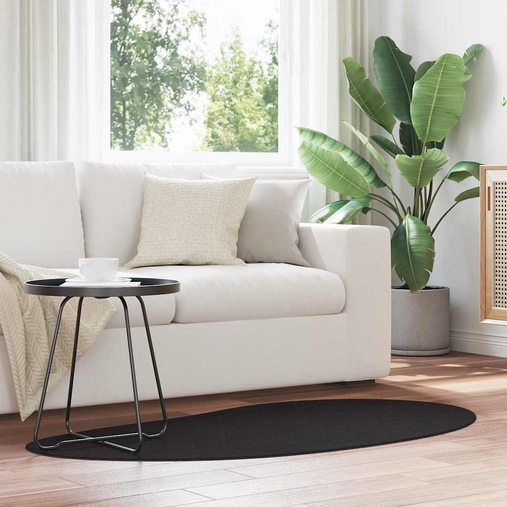 Teppich HUARTE Schwarz 80 x 150 cm Polyester