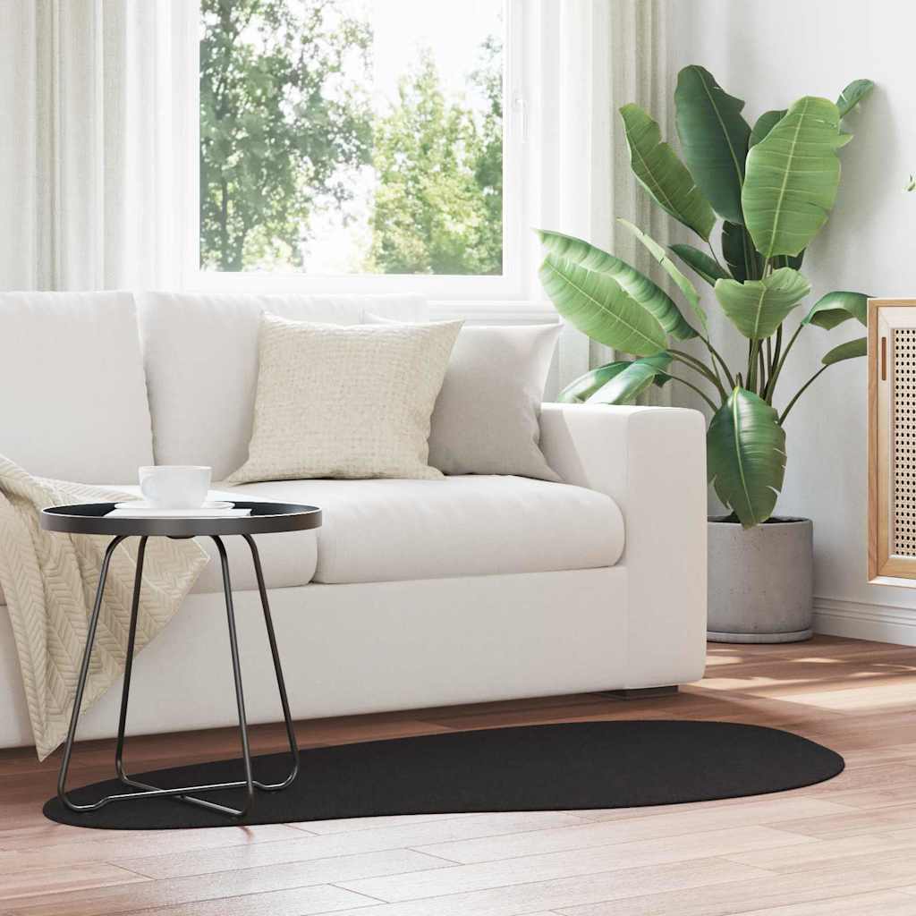 Teppich HUARTE Schwarz 80 x 150 cm Polyester