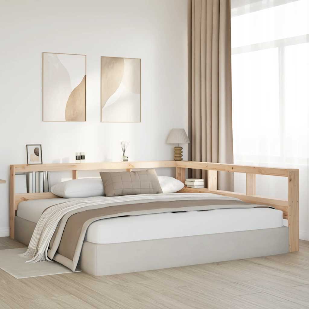 Kopfteil mit Bücherregal L-Form 200 cm Massivholz Kiefer