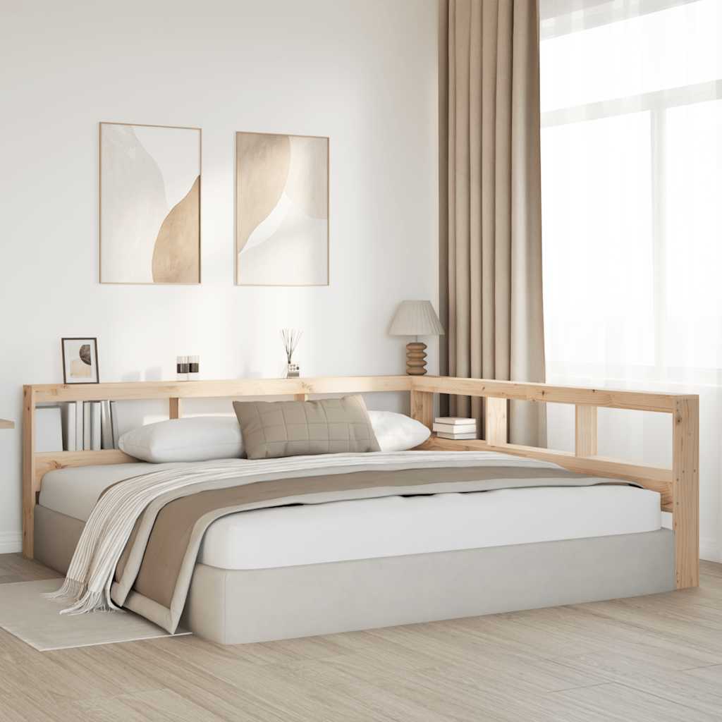 Kopfteil mit Bücherregal L-Form 180 cm Massivholz Kiefer