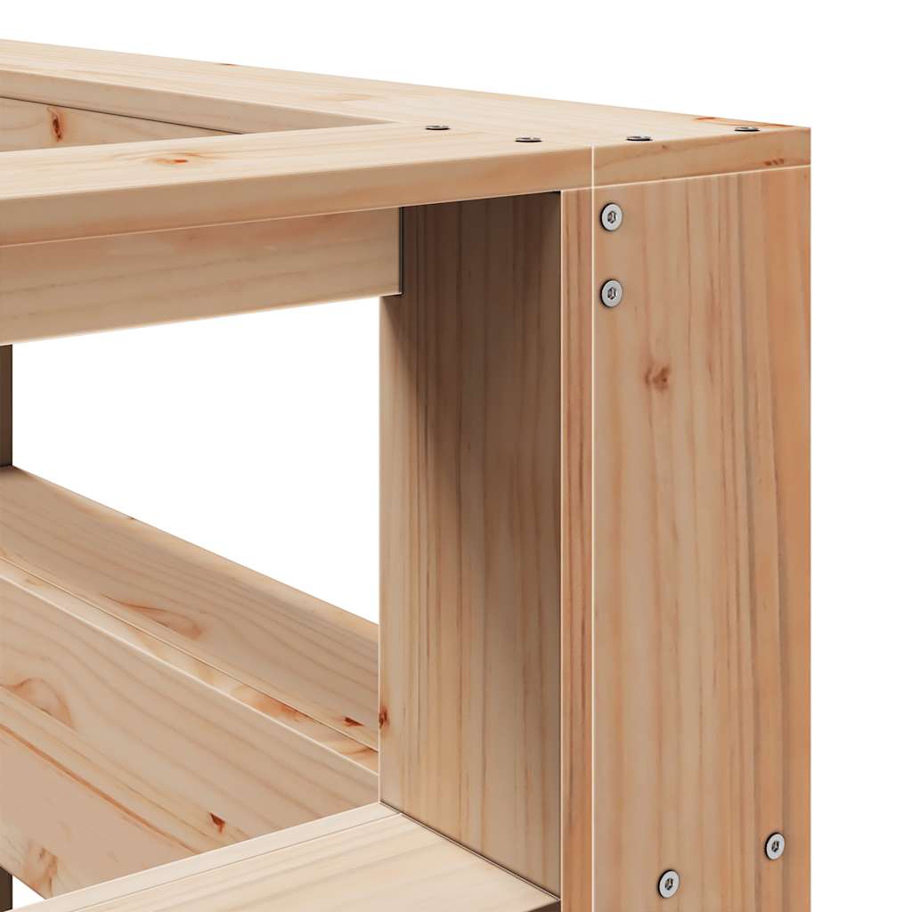 Kopfteil mit Bücherregal L-Form 150 cm Massivholz Kiefer