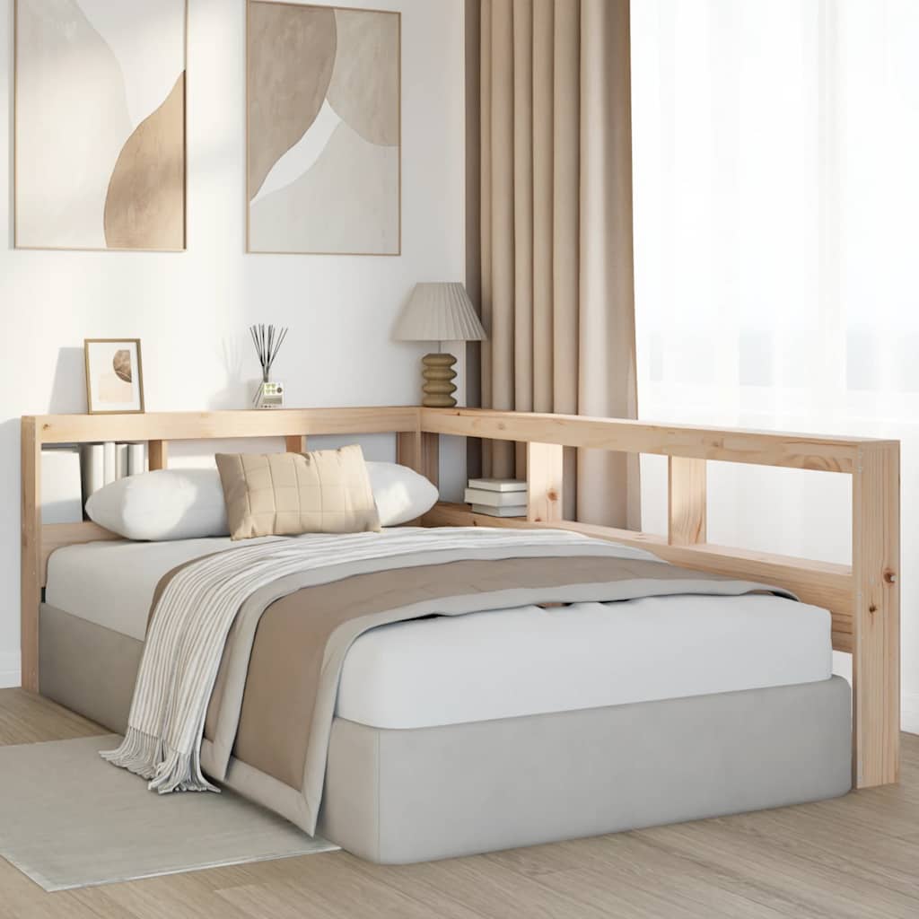 Kopfteil mit Bücherregal L-Form 120 cm Massivholz Kiefer