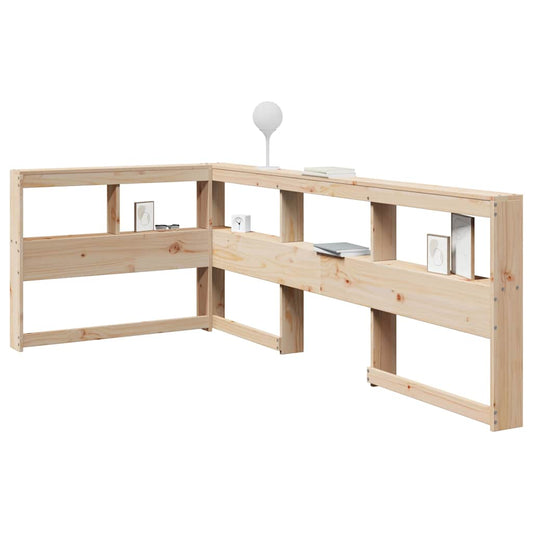 Kopfteil mit Bücherregal L-Form 100 cm Massivholz Kiefer