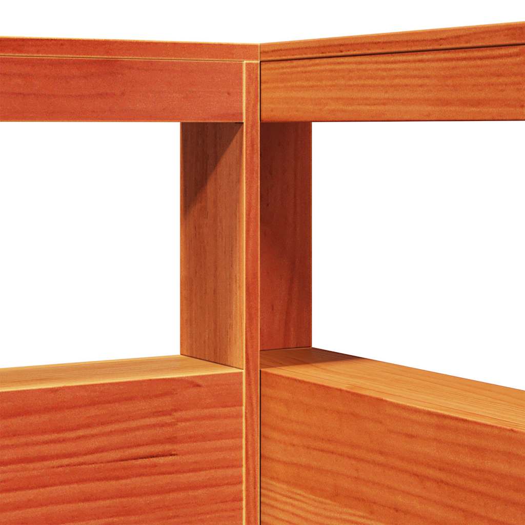 Tête de lit avec bibliothèque en L marron ciré 100 cm bois massif