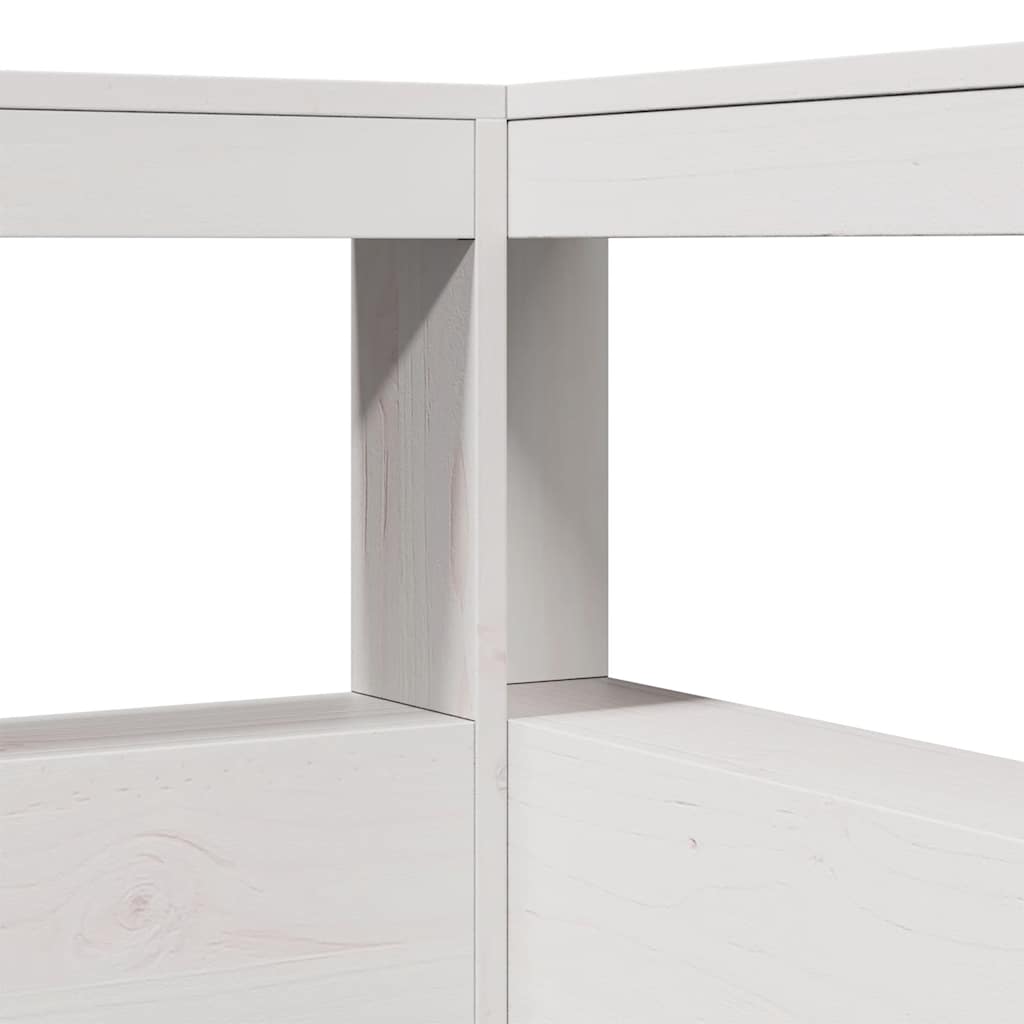 Kopfteil mit Bücherregal L-Form Weiß 90 cm Massivholz Kiefer