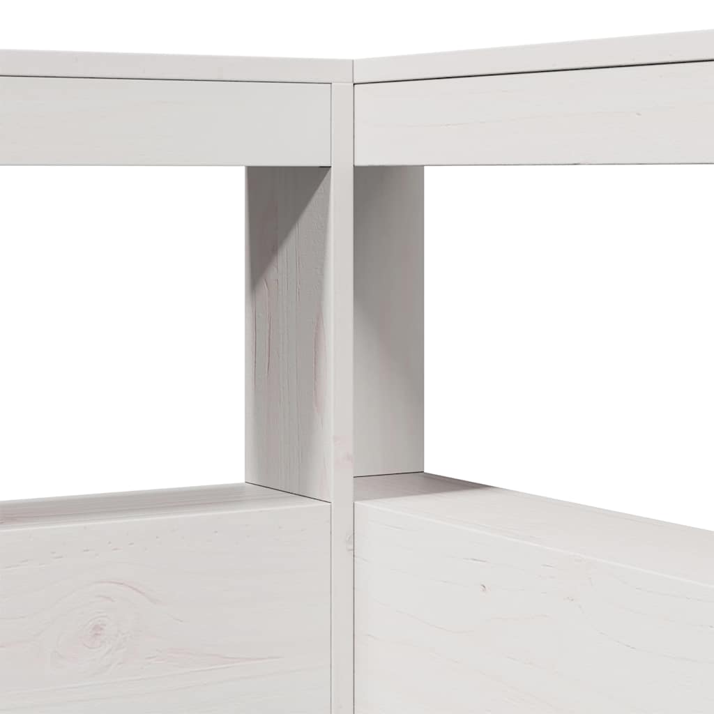 Kopfteil mit Bücherregal L-Form Weiß 80 cm Massivholz Kiefer