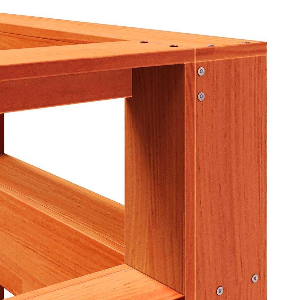 Tête de lit avec bibliothèque en L marron ciré 120 cm bois massif