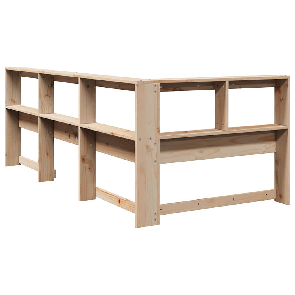 Kopfteil mit Bücherregal L-Form 90 cm Massivholz Kiefer