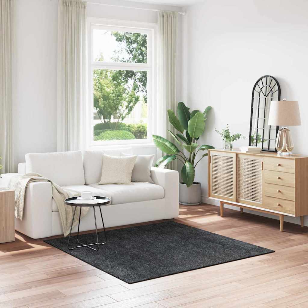 Anti-Rutsch Shaggy Teppich Dunkelgrau 160 x 160 cm PP