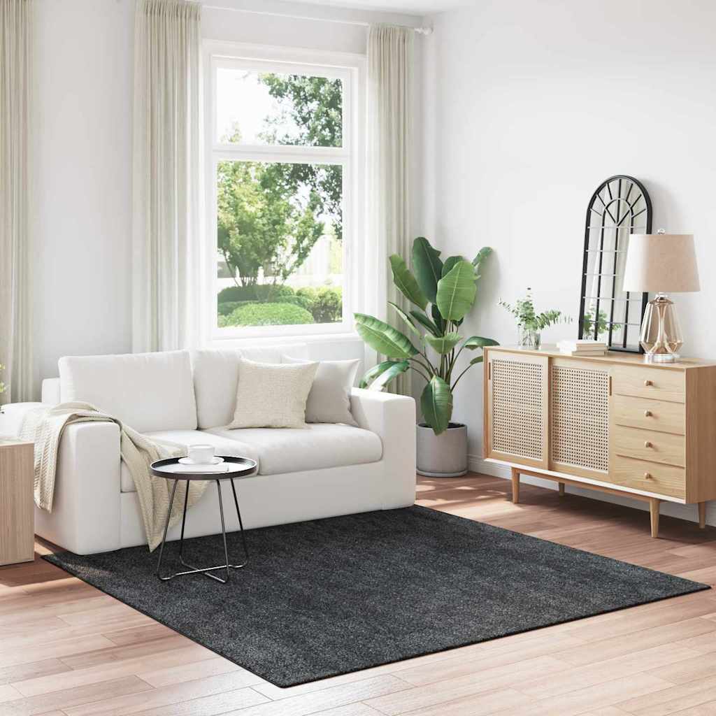 Anti-Rutsch Shaggy Teppich Dunkelgrau 200 x 200 cm PP