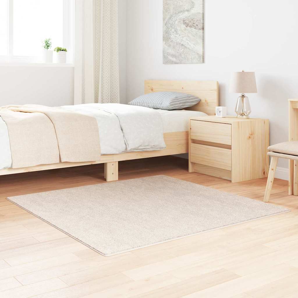 Anti-Rutsch Shaggy Teppich Creme 120 x 120 cm PP