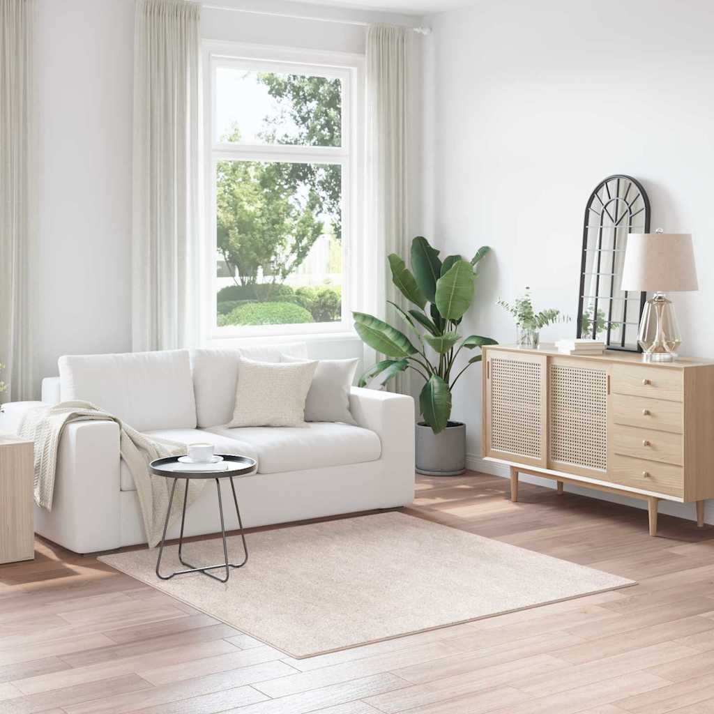 Anti-Rutsch Shaggy Teppich Creme 160 x 160 cm PP