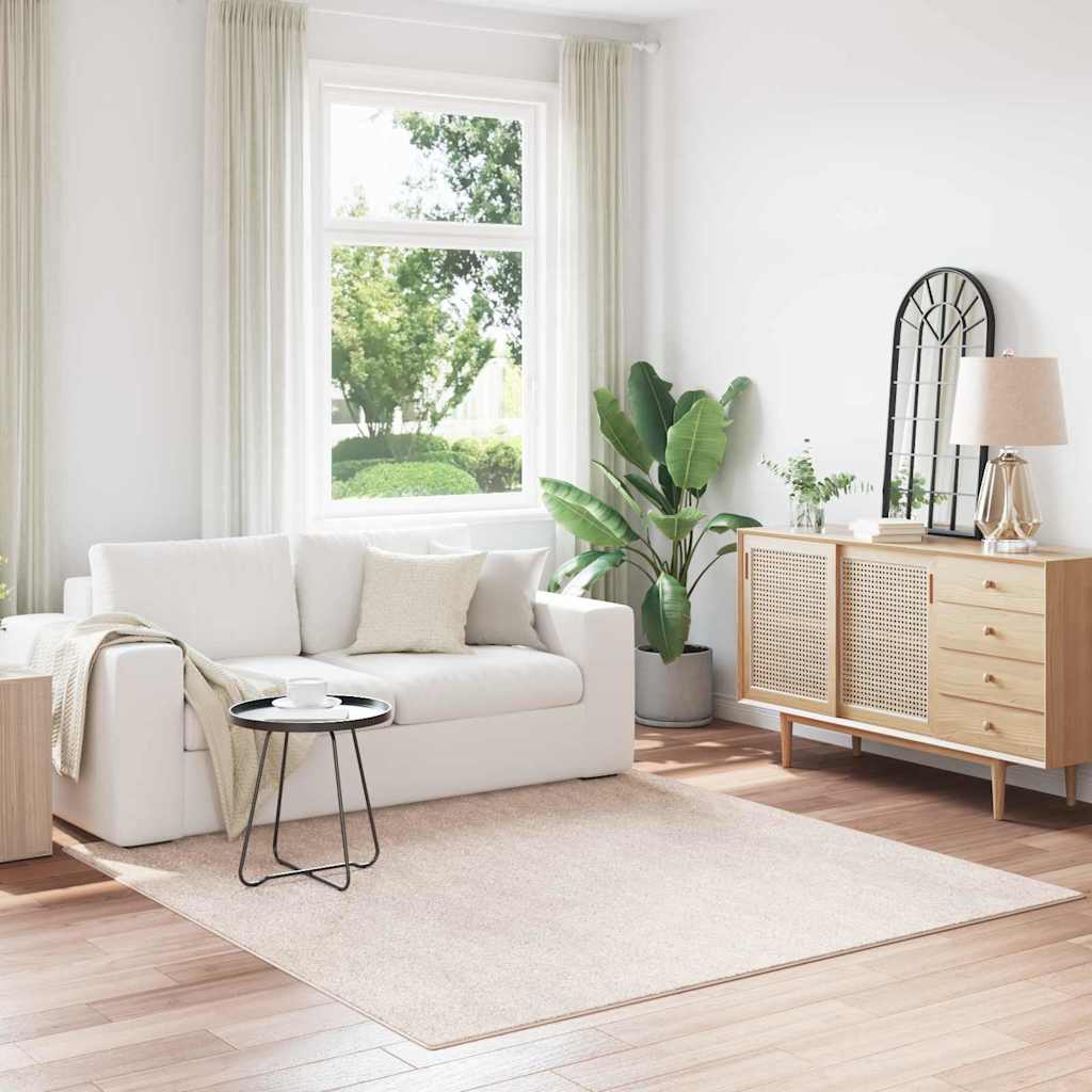 Anti-Rutsch Shaggy Teppich Creme 200 x 200 cm PP