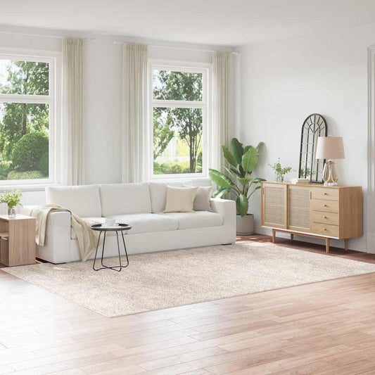 Anti-Rutsch Shaggy Teppich Creme 240 x 340 cm PP