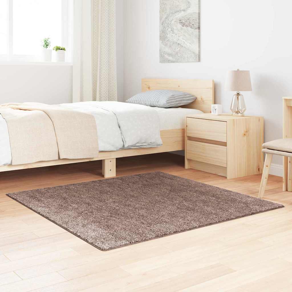 Anti-Rutsch Shaggy Teppich Braun 120 x 120 cm PP