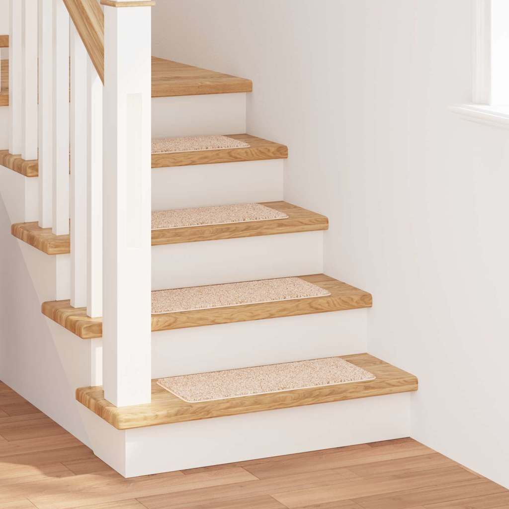 Rutschfeste Treppenmatten 15 stk. 60 x 25 cm Creme PP