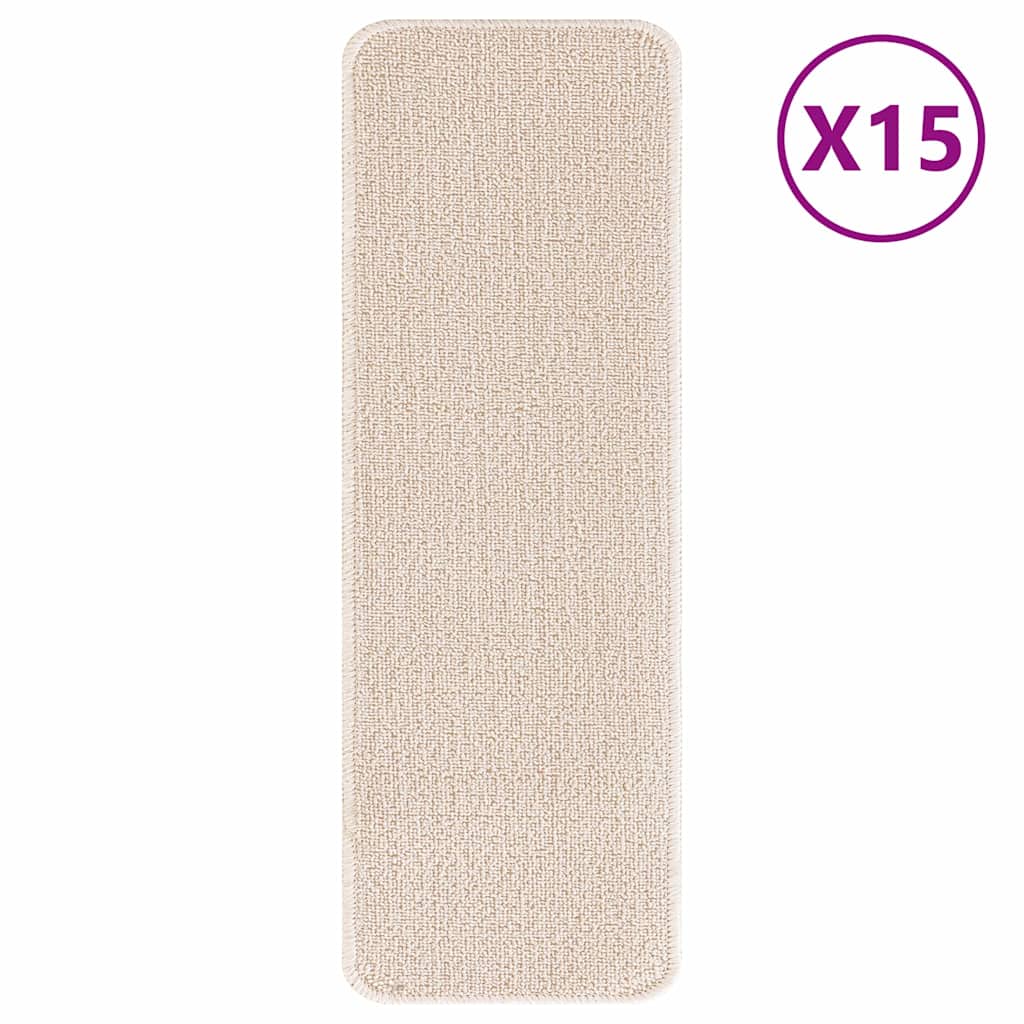 Rutschfeste Treppenmatten 15 stk. 60 x 25 cm Creme PP