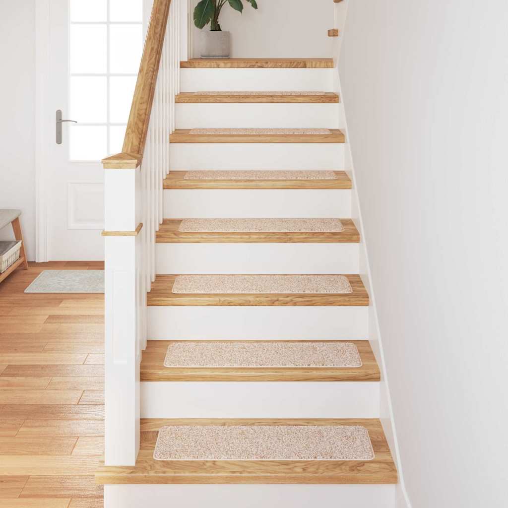 Rutschfeste Stufenmatten 15 stk. 75 x 20 cm Creme PP