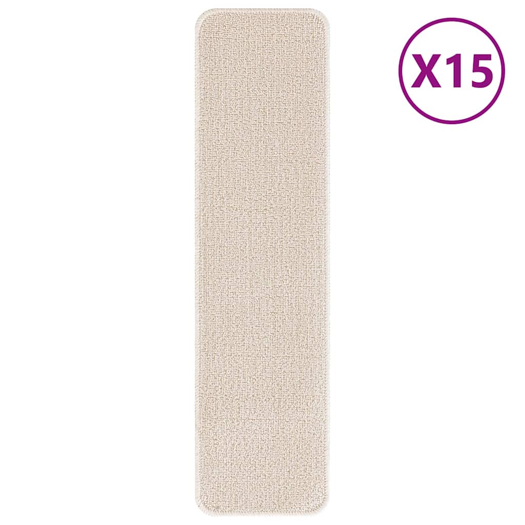 Rutschfeste Stufenmatten 15 stk. 75 x 20 cm Creme PP